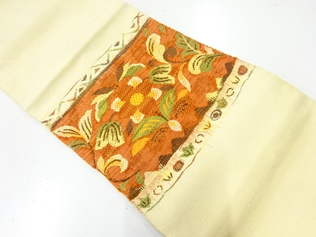 JAPANESE KIMONO / ANTIQUE NAGOYA OBI / MAWATA TSUMUGI / WOVEN FLOWER
